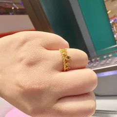 Women’s Crown Open Ring In Copper With Electroplated Gold Plating, Simple Style, Available In Red 4