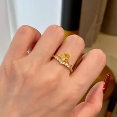 Women’s Crown Open Ring In Electroplated Copper With Zircon Inlay, Perfect For Spring 4