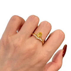 Women’s Crown Open Ring In Electroplated Copper With Zircon Inlay, Perfect For Spring 5