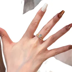 Women’s Crown Ring In Gold Electroplated Copper With Zircon Inlay 5