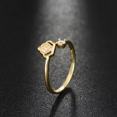 Women’s Crown Ring In Metal With Zircon Inlay, Gold Finish, Featuring New Style