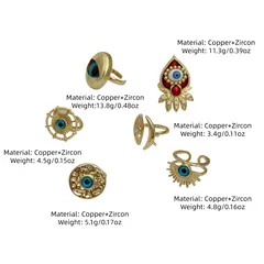 Devil's Eye Ring For Women With Bezel Setting, Electroplated Copper, 18K Real Gold Plated, Featuring Zircon Inlay 3