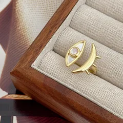 Devil's Eye Ring For Women With Bezel Setting, Electroplated Copper, 18K Real Gold Plated, Featuring Zircon Inlay 4