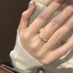 Women’s Electroplated Copper Ring With Blue Zircon Inlay, Perfect For Spring 3