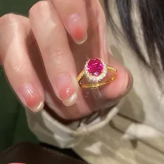 Women’s Electroplated Copper Ring With Golden Plated Finish And Zircon Inlay In Rose Red 2