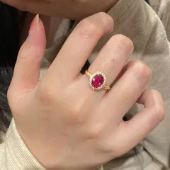 Women’s Electroplated Copper Ring With Golden Plated Finish And Zircon Inlay In Rose Red 3
