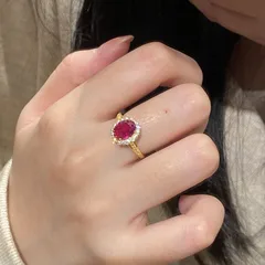 Women’s Electroplated Copper Ring With Golden Plated Finish And Zircon Inlay In Rose Red 4