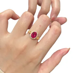 Women’s Electroplated Copper Ring With Golden Plated Finish And Zircon Inlay In Rose Red 5