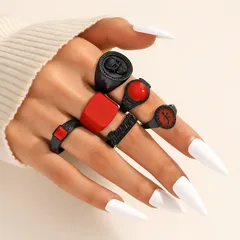 For Women Exaggerated Irregular Rings 1 Set In Gold Alloy Featuring Electroplated Craftsmanship 2
