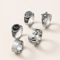 For Women Exaggerated Irregular Rings 1 Set In Gold Alloy Featuring Electroplated Craftsmanship 4
