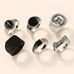For Women Exaggerated Irregular Rings 1 Set In Gold Alloy Featuring Electroplated Craftsmanship 5