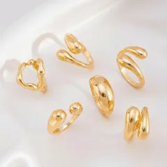 For Women 6 Pieces Exaggerated Irregular Open Rings In Gold Zinc Alloy 3