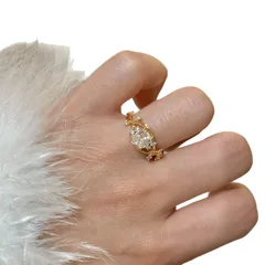 Women’s Flowers Ring In Electroplated Copper With Zircon Inlay, Perfect For Summer Wear 5