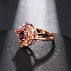 Women’s Flowers Ring With Artificial Gemstones And Zircon Inlay, Available In Colour, Perfect For New Year 2