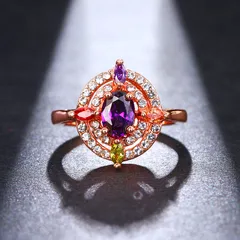 Women’s Flowers Ring With Artificial Gemstones And Zircon Inlay, Available In Colour, Perfect For New Year 3