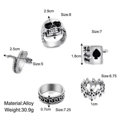Set Of 5 Women’s Geometric Silver Rings For Stylish Looks, Alloy Material With 0.01µm KC Golden Plated Coating 2