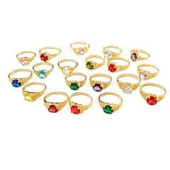 For Women Gold Alloy Ring Featuring Claw Setting With Zircon Inlay 5