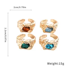 For Women 4 Pieces Set Gold Alloy Rings Featuring Irregular Pattern With Folds Design 5