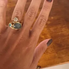 For Women Gold Alloy Shell Ring Featuring 24K Real Gold Plated Electroplated Finish With Moonstone Inlay 2