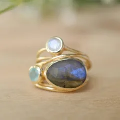 For Women Gold Alloy Shell Ring Featuring 24K Real Gold Plated Electroplated Finish With Moonstone Inlay 3