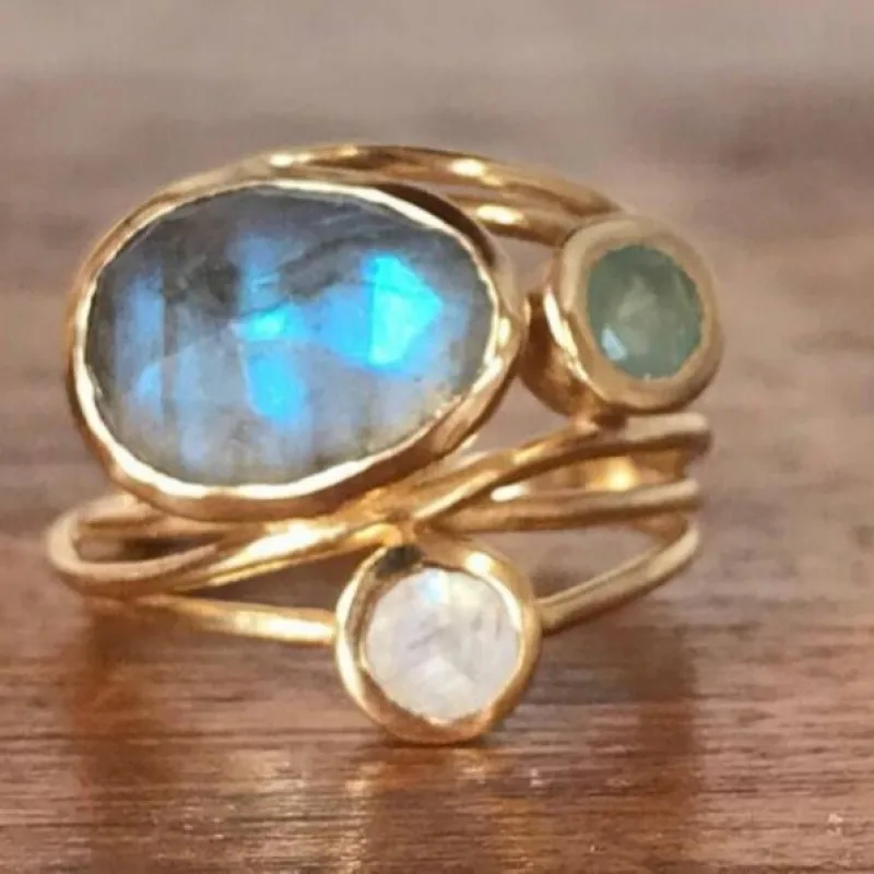 For Women Gold Alloy Shell Ring Featuring 24K Real Gold Plated Electroplated Finish With Moonstone Inlay 5