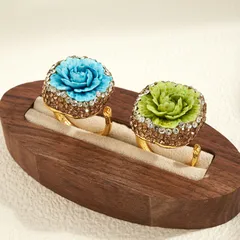 For Women 22K Real Gold Plated Alloy Open Ring With Rhinestones Featuring 0.03µm Thick Coating, 1 Pc/Package 4