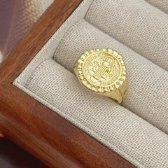 Women’s Human Pattern Ring With Bezel Setting, Electroplated Copper Base, 18K Real Gold Plated, Featuring Zircon Inlay 3