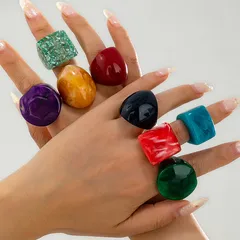 For Women Irregular Acrylic Rings With Polished Finish