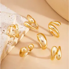 For Women Irregular Gold Metal Rings Featuring Electroplated Finish 3