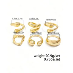 For Women Irregular Gold Metal Rings Featuring Electroplated Finish 4