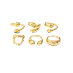 For Women Irregular Gold Metal Rings Featuring Electroplated Finish 5
