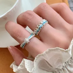 For Women Irregular Open Rings Made Of Alloy With Electroplated Gold Finish, 0.03µm Thickness Featuring Enamel Craftsmanship 2