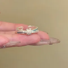 For Women Irregular Open Rings Made Of Alloy With Electroplated Gold Finish, 0.03µm Thickness Featuring Enamel Craftsmanship 3