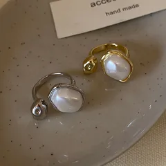 For Women Irregular Open Rings In Gold Metal Featuring Baroque Pearl Inlay 2