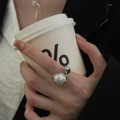For Women Irregular Open Rings In Gold Metal Featuring Baroque Pearl Inlay 3