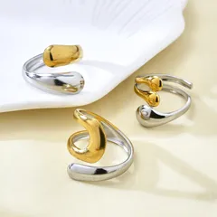 For Women Irregular Rings Featuring Waterproof Non Tarnish 304 Stainless Steel With 18K Gold Plated PVD Coated 0.03µm Thickness 4