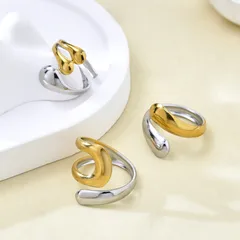 For Women Irregular Rings Featuring Waterproof Non Tarnish 304 Stainless Steel With 18K Gold Plated PVD Coated 0.03µm Thickness 5