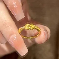 Women’s Knot Band Ring In Electroplated Gold Copper, Stylish Daily Wear Accessory