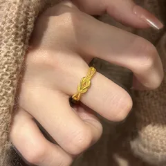 Women’s Knot Band Ring In Electroplated Gold Copper, Stylish Daily Wear Accessory 3