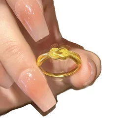 Women’s Knot Band Ring In Electroplated Gold Copper, Stylish Daily Wear Accessory 5