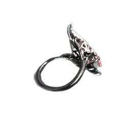 Women’s Leaf Open Ring In Electroplated Copper With Zircon Inlay, Featuring Natural Pink Color 5