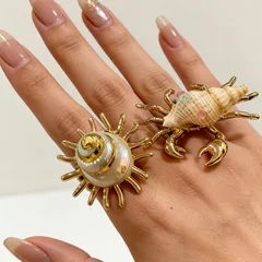 For Women Marine Style Alloy Ring Featuring Shell Inlay With Electroplated Finish