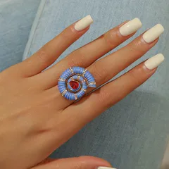 For Women Marine Style Open Ring With KC Golden Plated 0.03µm-0.05µm Thickness And Rhinestones, 1 PCS/Package