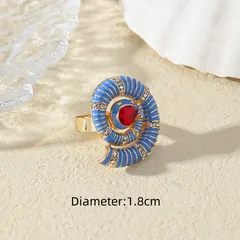 For Women Marine Style Open Ring With KC Golden Plated 0.03µm-0.05µm Thickness And Rhinestones, 1 PCS/Package 3
