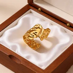 For Women Novelty Irregular Open Rings In 304 Stainless Steel Featuring 18K Real Gold Plated PVD Coating