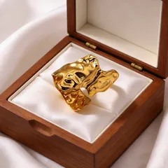 For Women Novelty Irregular Open Rings In 304 Stainless Steel Featuring 18K Real Gold Plated PVD Coating 2