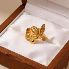 For Women Novelty Irregular Open Rings In 304 Stainless Steel Featuring 18K Real Gold Plated PVD Coating 3