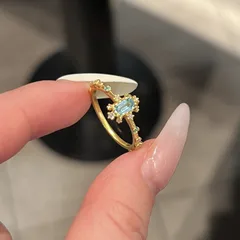 Women’s Open Ring In Electroplated Copper With Artificial Gemstones, Perfect For Daily Spring Wear 3