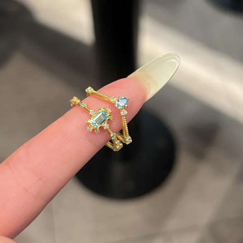 Women’s Open Ring In Electroplated Copper With Artificial Gemstones, Perfect For Daily Spring Wear 5