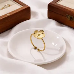 Women’s Open Rings For Flowers Featuring 18K Real Gold Plated Titanium Steel 3